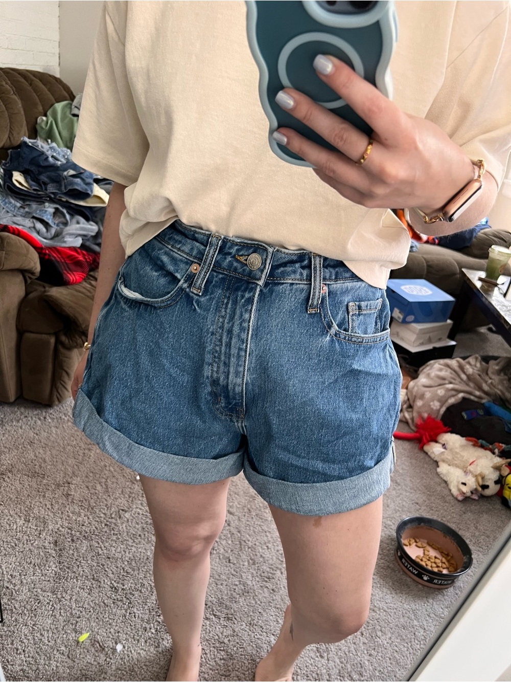 wild fable High-Waist Rolled Cuff Denim Shorts